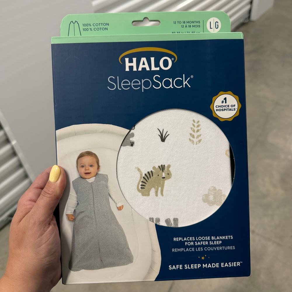 HALO SleepSack 100% Cotton Wearable Blanket 12-18 Months LG 0.5 TOG Safari Tiger